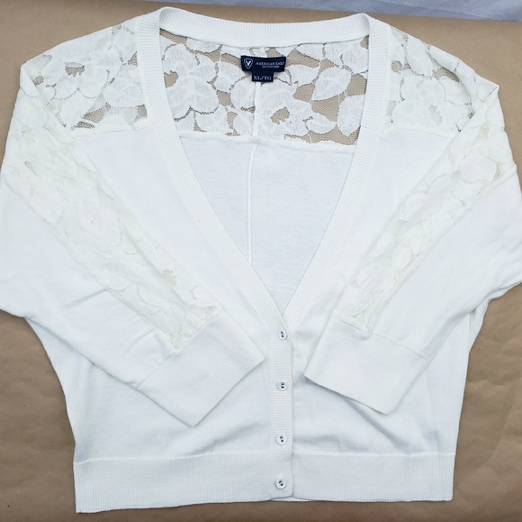 American Eagle Outfitters Sweaters - American Eagle Outfitters White Lace Cardigan